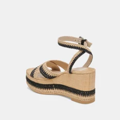TULANE WEDGES BLACK NATURAL RAFFIA^Dolce Vita Best