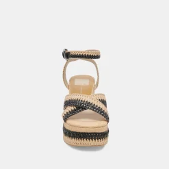 TULANE WEDGES BLACK NATURAL RAFFIA^Dolce Vita Best