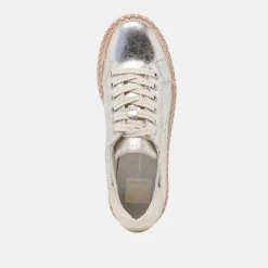 TWAIN SNEAKERS SILVER CRACKLED LEATHER^Dolce Vita Best
