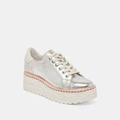 TWAIN SNEAKERS SILVER CRACKLED LEATHER^Dolce Vita Best
