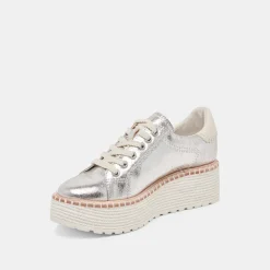 TWAIN SNEAKERS SILVER CRACKLED LEATHER^Dolce Vita Best
