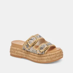 WANIKA SANDALS BLACK WHITE EMBOSSED LEATHER^Dolce Vita Online