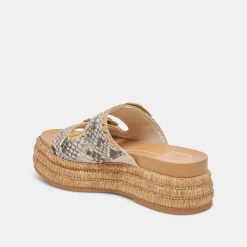 WANIKA SANDALS BLACK WHITE EMBOSSED LEATHER^Dolce Vita Online