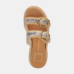 WANIKA SANDALS BLACK WHITE EMBOSSED LEATHER^Dolce Vita Online