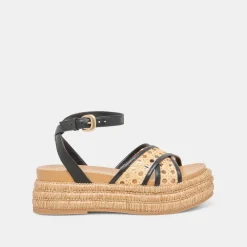 WRILEY SANDALS BLACK WOVEN RAFFIA^Dolce Vita Best