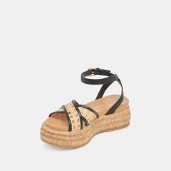 WRILEY SANDALS BLACK WOVEN RAFFIA^Dolce Vita Best