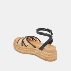 WRILEY SANDALS BLACK WOVEN RAFFIA^Dolce Vita Best