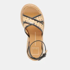 WRILEY SANDALS BLACK WOVEN RAFFIA^Dolce Vita Best