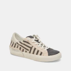 ZINA PATCH SNEAKERS BLACK BEIGE RAFFIA^Dolce Vita Hot