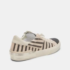 ZINA PATCH SNEAKERS BLACK BEIGE RAFFIA^Dolce Vita Hot