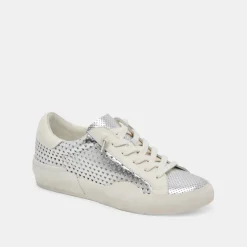 ZINA PERF 360 SNEAKERS SILVER LEATHER^Dolce Vita Outlet