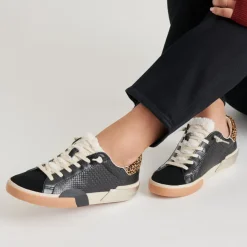 ZINA PLUSH SNEAKERS BLACK MULTI WOVEN^Dolce Vita Fashion