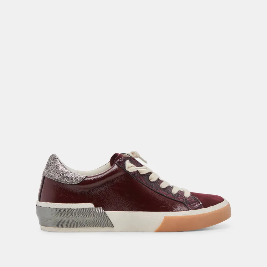 ZINA SNEAKERS BURGUNDY CRINKLE PATENT^Dolce Vita Online