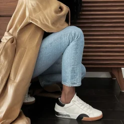 ZINA WIDE SNEAKERS WHITE BLACK LEATHER^Dolce Vita Online
