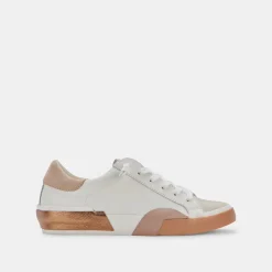 ZINA WIDE SNEAKERS WHITE TAN LEATHER^Dolce Vita Fashion