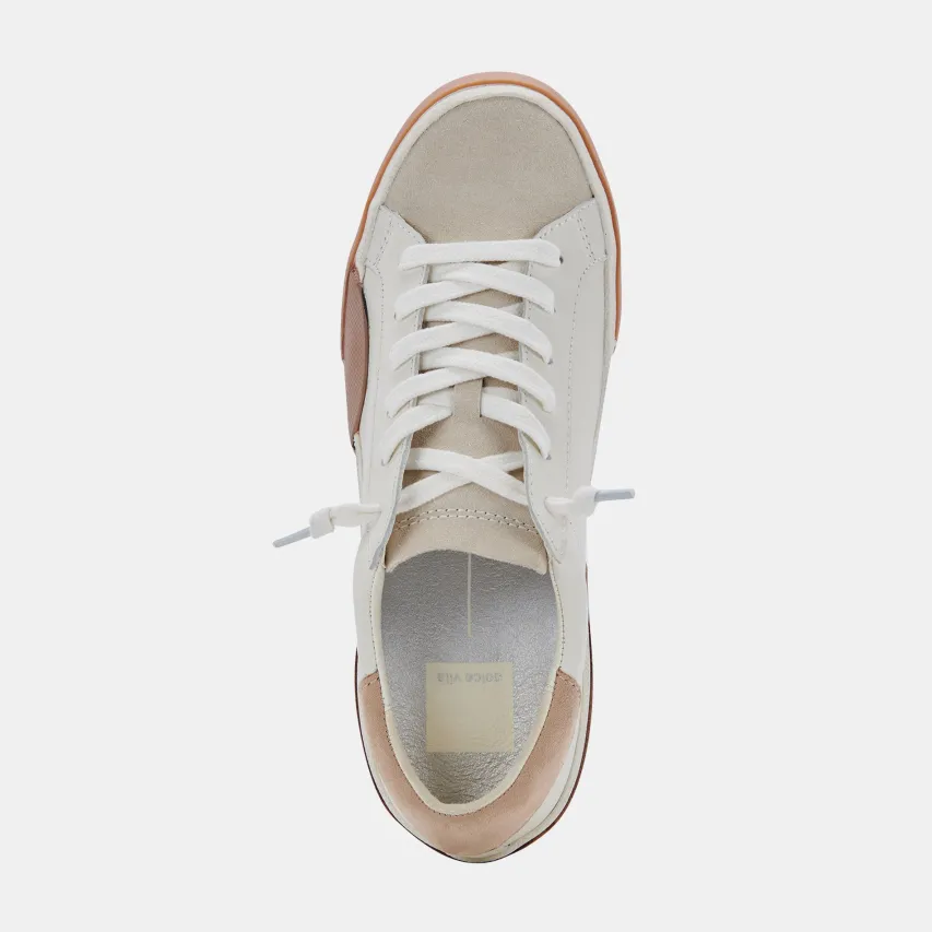 ZINA WIDE SNEAKERS WHITE TAN LEATHER^Dolce Vita Fashion