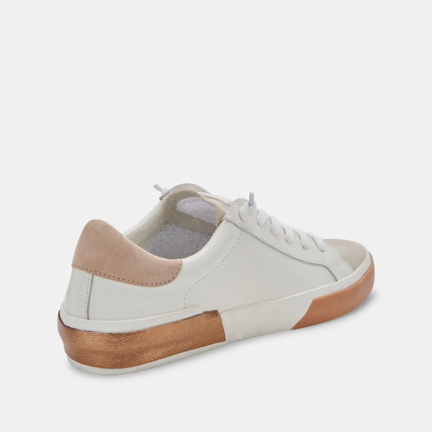 ZINA WIDE SNEAKERS WHITE TAN LEATHER^Dolce Vita Fashion
