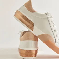 ZINA WIDE SNEAKERS WHITE TAN LEATHER^Dolce Vita Fashion
