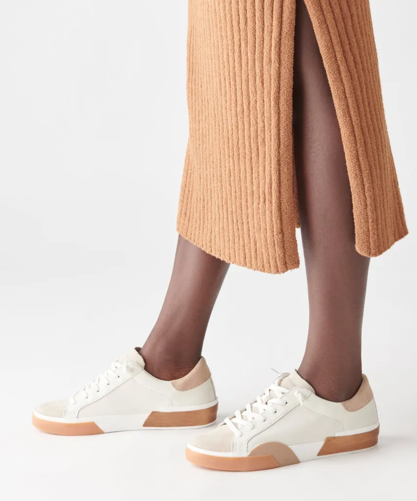 ZINA WIDE SNEAKERS WHITE TAN LEATHER^Dolce Vita Fashion